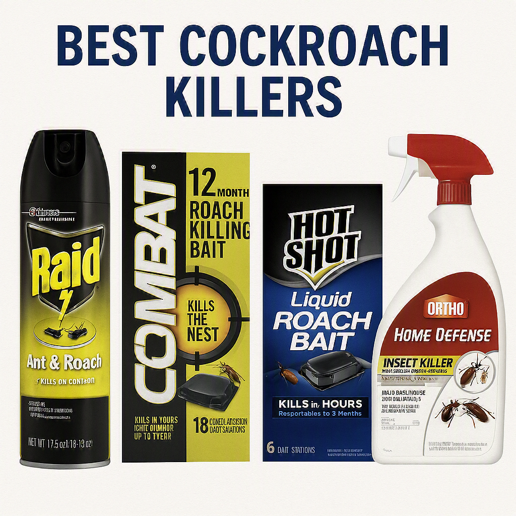 Best cockroach killers including gel bait, bait stations, insecticide spray, glue traps, and boric acid for effective roach control.